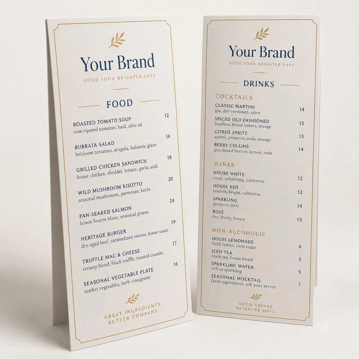 Food & drink menus